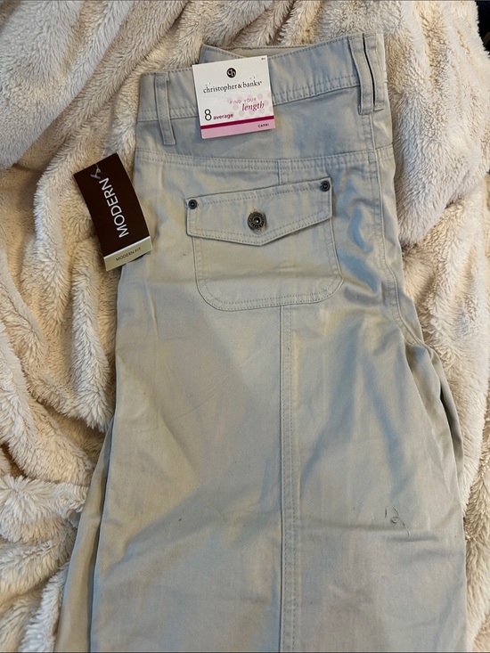 Christopher & Banks Pants - Christopher & Banks Light Taupe Capri Pants with Flap Pocket